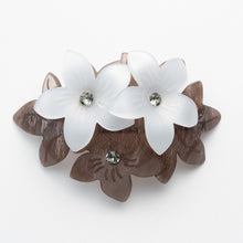 画像をギャラリービューアに読み込む, バレッタ ラインストーン グレー ホワイト フラワー 150594