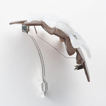 画像をギャラリービューアに読み込む, バレッタ ラインストーン グレー ホワイト フラワー 150594