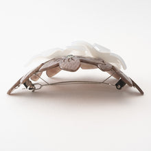 画像をギャラリービューアに読み込む, バレッタ ラインストーン グレー ホワイト フラワー 150594