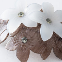 画像をギャラリービューアに読み込む, バレッタ ラインストーン グレー ホワイト フラワー 150594