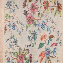 画像をギャラリービューアに読み込む, スカーフ ウール コットン ベージュ ブルー ピンク フラワー 150651