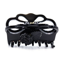 画像をギャラリービューアに読み込む, ヘアクリップ 天然石 オニキス ラインストーン ブラック ローズ 150657