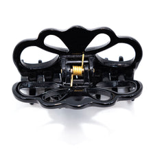 画像をギャラリービューアに読み込む, ヘアクリップ 天然石 オニキス ラインストーン ブラック ローズ 150657