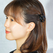 画像をギャラリービューアに読み込む, ヘアクリップ 天然石 オニキス ラインストーン ブラック ローズ 150657