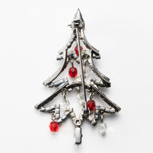 画像をギャラリービューアに読み込む, ブローチ ラインストーン クリスマスツリー グリーン レッド 150678