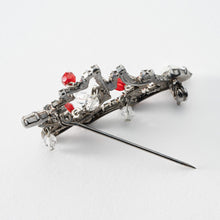 画像をギャラリービューアに読み込む, ブローチ ラインストーン クリスマスツリー グリーン レッド 150678