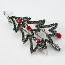 画像をギャラリービューアに読み込む, ブローチ ラインストーン クリスマスツリー グリーン レッド 150678