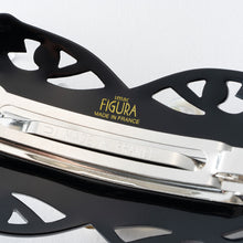 画像をギャラリービューアに読み込む, バレッタ 白蝶貝 ラインストーン ホワイト フラワー バタフライ ブラック 150751