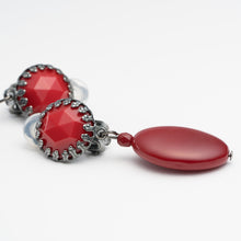 Load image into Gallery viewer, イヤリング ボヘミアングラス レッド ハンギング 150756