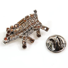 画像をギャラリービューアに読み込む, バッジ ラインストーン ブラウン ベージュ うりぼう いのしし 150787 メール便