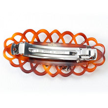 Load image into Gallery viewer, バレッタ メタル リーフ 七宝 ブラウン ピンク グリーン ローズ 留金8cm 150822