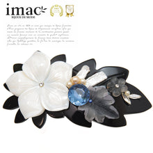 画像をギャラリービューアに読み込む, シェルとボヘミアングラス、淡水パールの組み合わせが華やかなヘアバレッタ