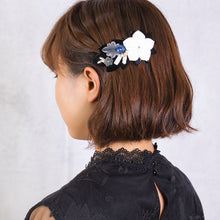 画像をギャラリービューアに読み込む, シェルとボヘミアングラス、淡水パールの組み合わせが華やかなヘアバレッタ