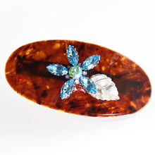 画像をギャラリービューアに読み込む, バレッタ ラインストーン ブルー フラワー 149769