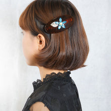 画像をギャラリービューアに読み込む, バレッタ ラインストーン ブルー フラワー 149769