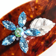 画像をギャラリービューアに読み込む, バレッタ ラインストーン ブルー フラワー 149769