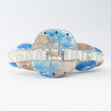 画像をギャラリービューアに読み込む, ヘアクリップ ローズ ラインストーン ホワイト ブルー ブラウン Lサイズ 150892