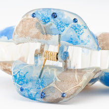 画像をギャラリービューアに読み込む, ヘアクリップ ローズ ラインストーン ホワイト ブルー ブラウン Lサイズ 150892