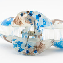 画像をギャラリービューアに読み込む, ヘアクリップ ローズ ラインストーン ホワイト ブルー ブラウン Sサイズ 150893