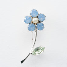 画像をギャラリービューアに読み込む, ブローチ ラインストーン フラワー パール ブルー 150895 メール便