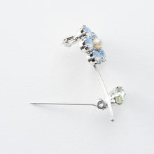 画像をギャラリービューアに読み込む, ブローチ ラインストーン フラワー パール ブルー 150895 メール便