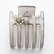 Load image into Gallery viewer, ヘアクリップ スターリリー ラインストーン グレー イエロー フラワー 150898