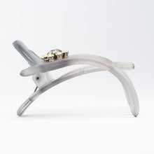 Load image into Gallery viewer, ヘアクリップ スターリリー ラインストーン グレー イエロー フラワー 150898