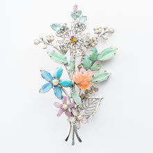 画像をギャラリービューアに読み込む, ブローチ ラインストーン ボヘミアングラス パール フラワー パステルカラー 150954