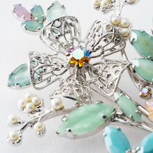 画像をギャラリービューアに読み込む, ブローチ ラインストーン ボヘミアングラス パール フラワー パステルカラー 150954