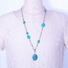 Load image into Gallery viewer, ネックレス ターコイズ 天然石 オーバル ペンダント 2WAY 150966