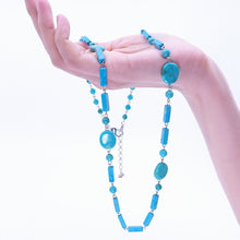 画像をギャラリービューアに読み込む, ネックレス ターコイズ 天然石 オーバル レクタングル ロング 150967
