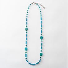 画像をギャラリービューアに読み込む, ネックレス ターコイズ 天然石 オーバル レクタングル ロング 150967