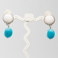 Load image into Gallery viewer, イヤリング ターコイズ クォーツ 天然石 ブルー ホワイト 150998
