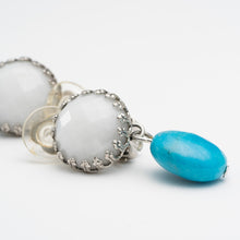 Load image into Gallery viewer, イヤリング ターコイズ クォーツ 天然石 ブルー ホワイト 150998
