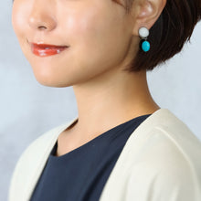 Load image into Gallery viewer, イヤリング ターコイズ クォーツ 天然石 ブルー ホワイト 150998