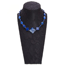 画像をギャラリービューアに読み込む, ネックレス ラピスラズリ フラワー ブルー ショート 151002
