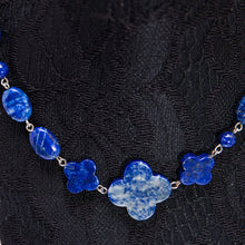 画像をギャラリービューアに読み込む, ネックレス ラピスラズリ フラワー ブルー ショート 151002