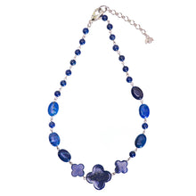 画像をギャラリービューアに読み込む, ネックレス ラピスラズリ フラワー ブルー ショート 151002