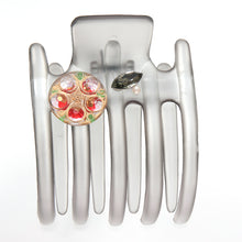 画像をギャラリービューアに読み込む, ヘアクリップ ボヘミアングラス ラインストーン パール レッド グレー 151061