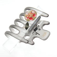 画像をギャラリービューアに読み込む, ヘアクリップ ボヘミアングラス ラインストーン パール レッド グレー 151061