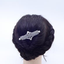 画像をギャラリービューアに読み込む, バレッタ ラインストーン スワロフスキー クリアカラー & パール / グレー