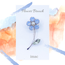 画像をギャラリービューアに読み込む, ブローチ ラインストーン フラワー パール ブルー 150895 メール便
