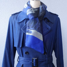 画像をギャラリービューアに読み込む, スカーフ ウール シルク ブルー キャット 150605 メール便