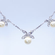 画像をギャラリービューアに読み込む, ネックレス&イヤリングセット ラインストーン パール クリアカラー ホワイト 149851 142811