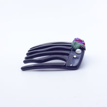 画像をギャラリービューアに読み込む, コーム ヨーロピアングラス ローズ 葉 ブラック レッド かんざし ヘアアクセサリー 149449