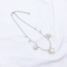 画像をギャラリービューアに読み込む, ネックレス&イヤリングセット ラインストーン パール クリアカラー ホワイト 149851 142811