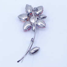 画像をギャラリービューアに読み込む, ブローチ ラインストーン フラワー レッド 148228