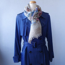 画像をギャラリービューアに読み込む, スカーフ ウール コットン ベージュ ブルー ピンク フラワー 150651