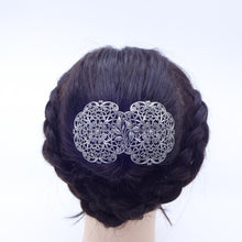 画像をギャラリービューアに読み込む, バレッタ レースメタル シルバー 葉 143767