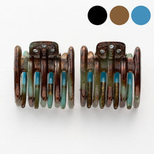 画像をギャラリービューアに読み込む, ヘアクリップ スターリリー ミニ 2個セット ラインストーン ブラック ブラウン ブルー